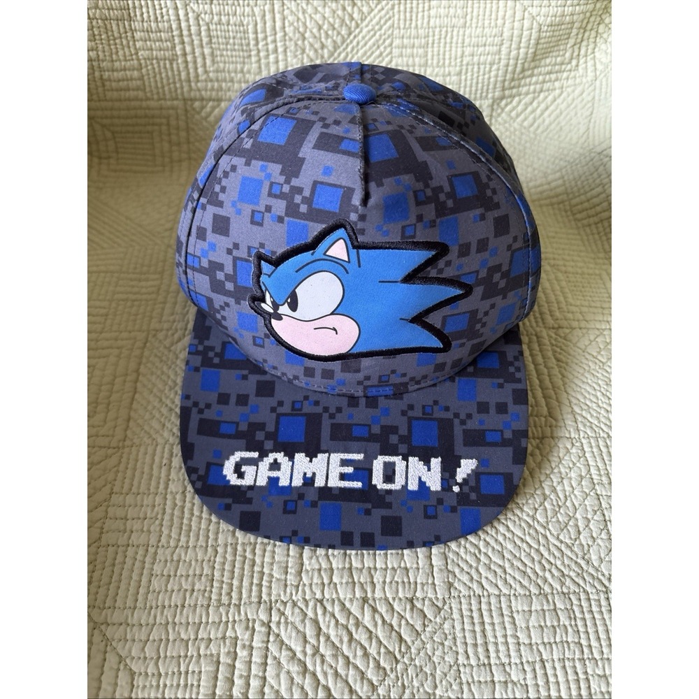 Sonic The Hedgehog RARE SEGA Snapback Hat Adjustable Gray Blue GAME ON!!!